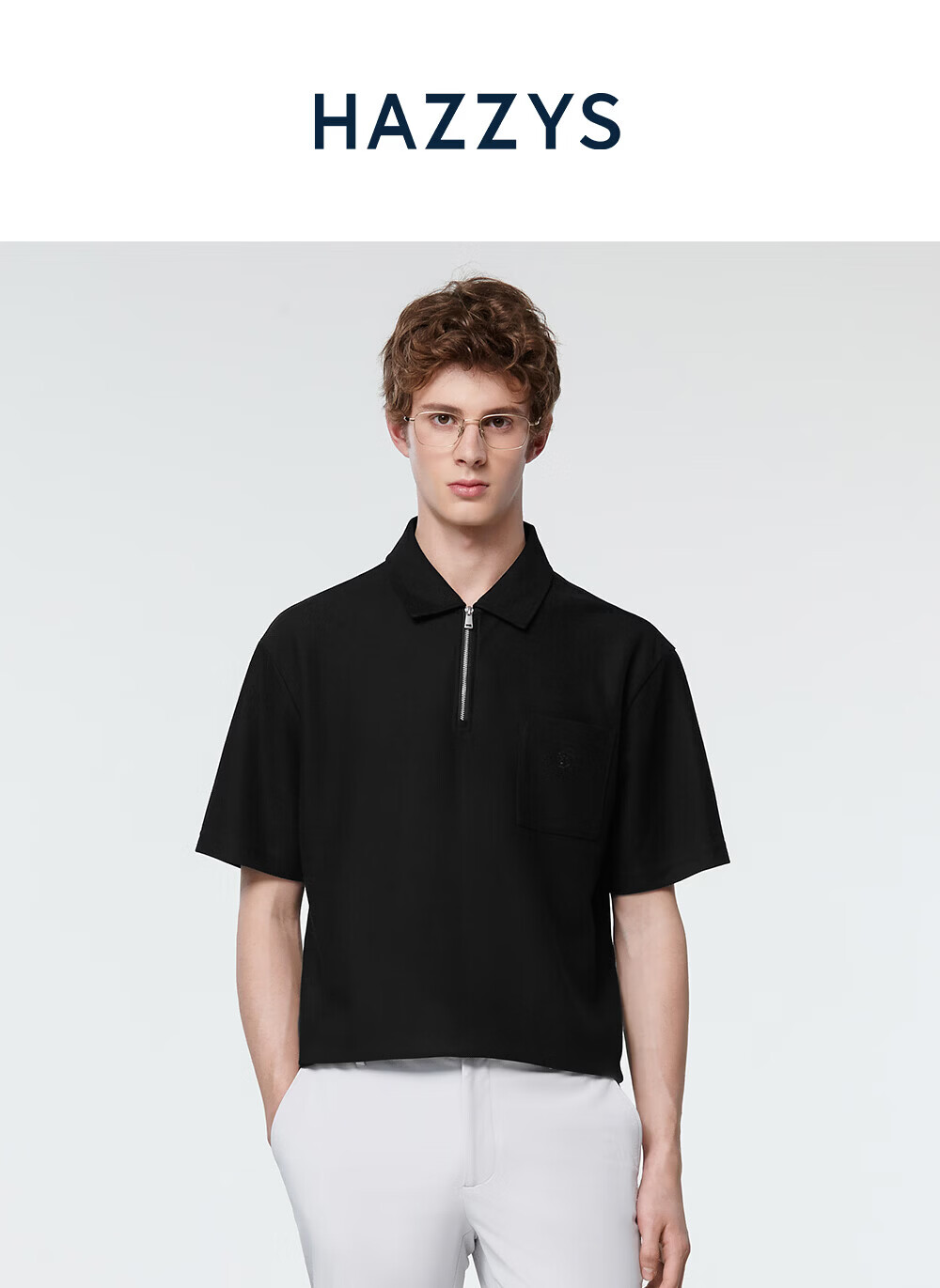 HAZZYS Men's 2026 Summer PHIZ Series Loose Fit Short Sleeve Polo Shirt with Turn-Down Collar and Half Placket 1